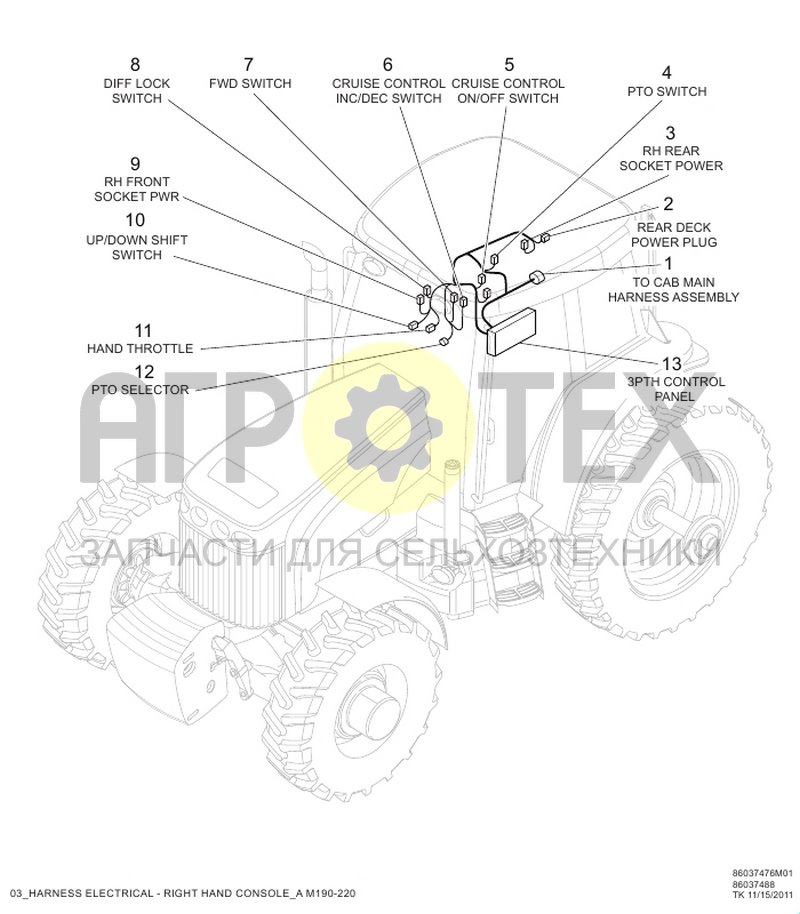 Электропроводка правой консоли (RC1.03.010) (№5 на схеме)